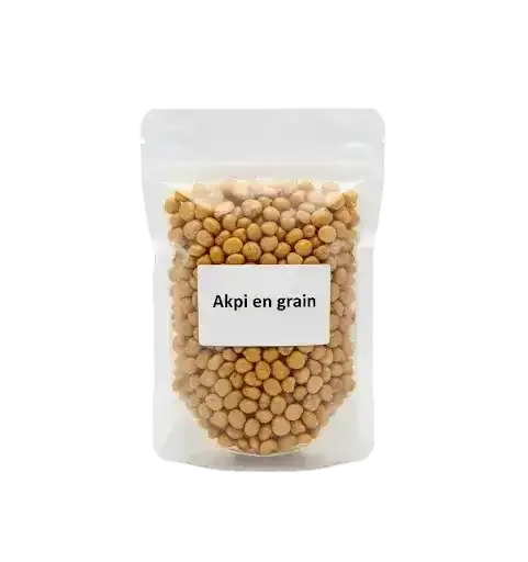 Sachet refermable d'Akpi en grain pour cuisine africaine, super aliment riche en protéines et acides gras. Idéal pour assaisonnement naturel.